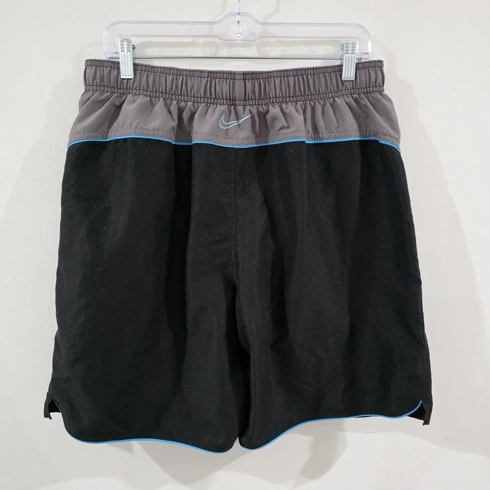 Nike Mens Swim Trunks Size Large Black Logo Embroidered Bathing Suit